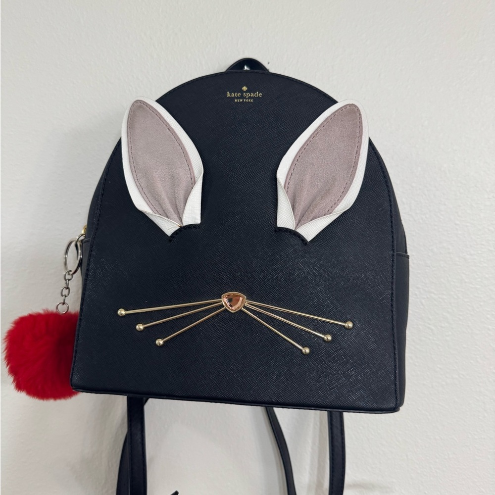 Kate Spade New York Hop To it Rabbit Sammi Black Leather Backpack Bag